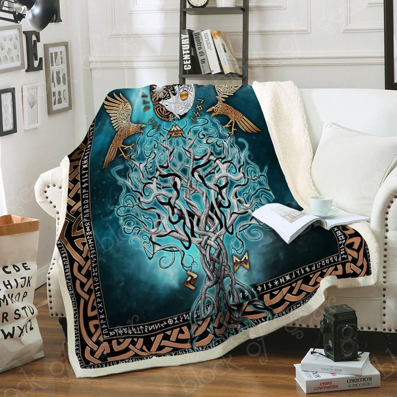 Viking Compass Yggdrasil CL04100241F Sherpa Fleece Blanket