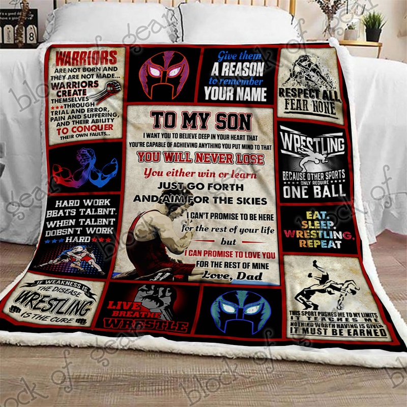 Wrestling Son Love Dad CL281115MDF Sherpa Fleece Blanket