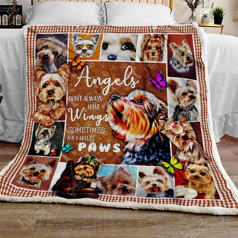 Yorkie Angel CL301370MDF Sherpa Fleece Blanket