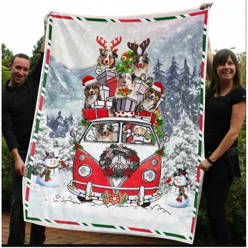 Australian Shepherd Christmas CLM3110035S Sherpa Fleece Blanket