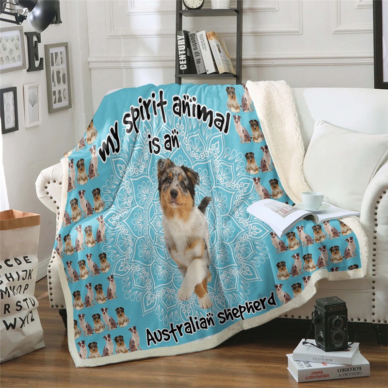 Australian Shepherd CL02111134MDF Sherpa Fleece Blanket