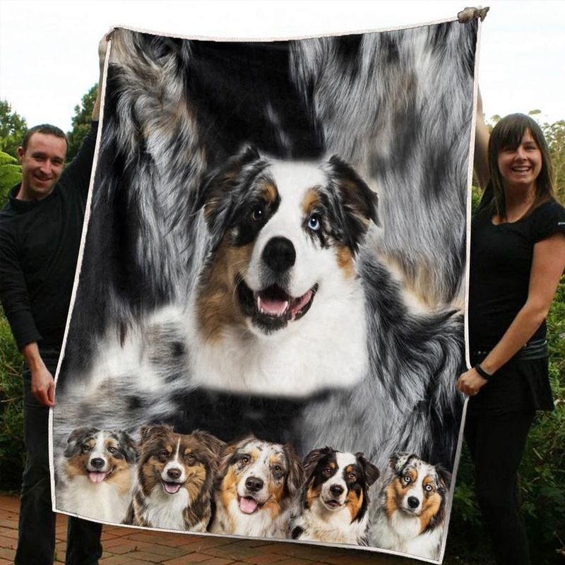 Australian Shepherd CLA02120920F Sherpa Fleece Blanket