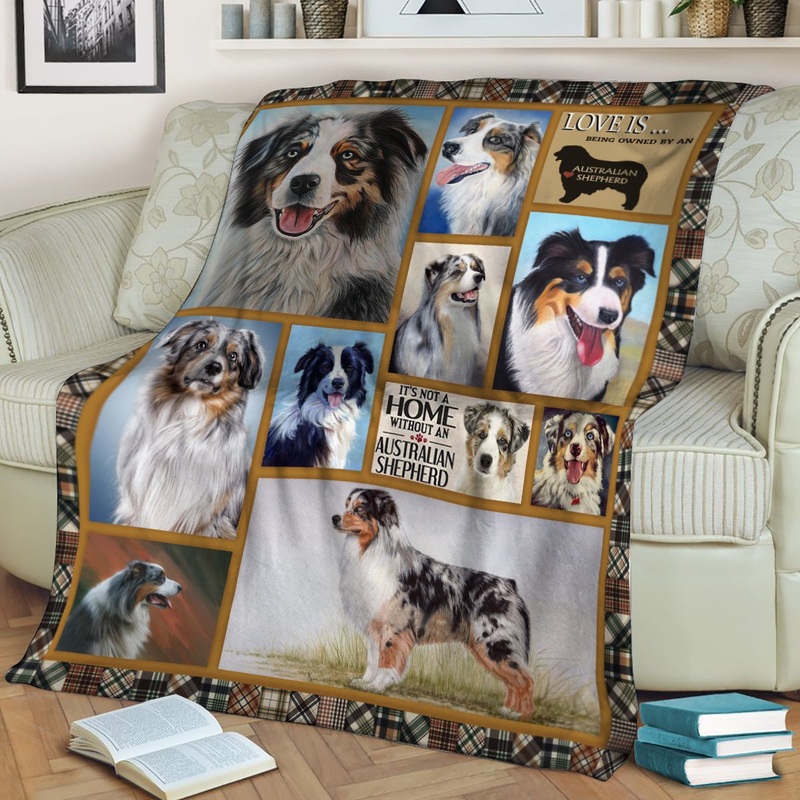 Australian Shepherd Love CL10100026MDF Sherpa Fleece Blanket