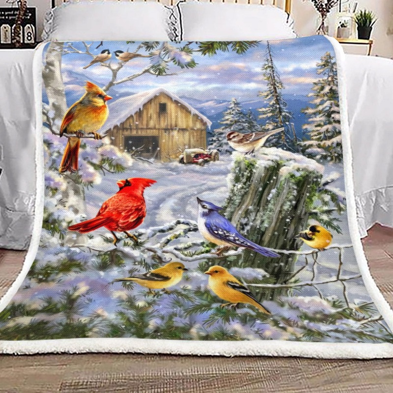 Awesome Birds Cardinal HN0711234F Sherpa Fleece Blanket