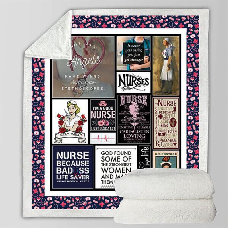 Awesome Nurse CLM02120146S Sherpa Fleece Blanket