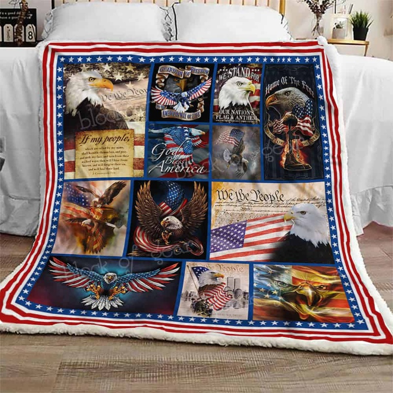 Bald Eagle American CL0210015MDF Sherpa Fleece Blanket