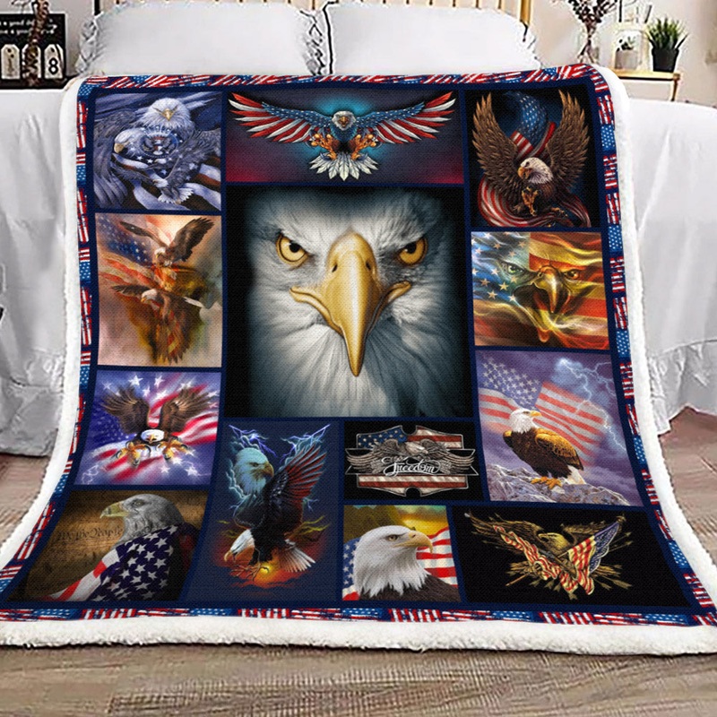 Bald Eagle YH3010817F Sherpa Fleece Blanket