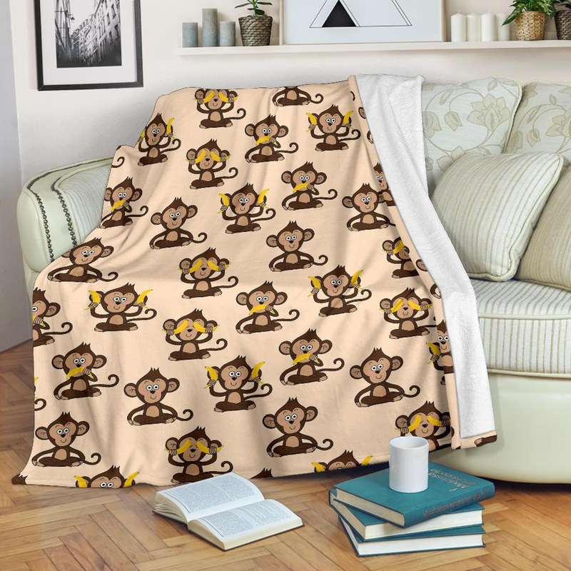 Banana Monkey CL12100084MDF Sherpa Fleece Blanket