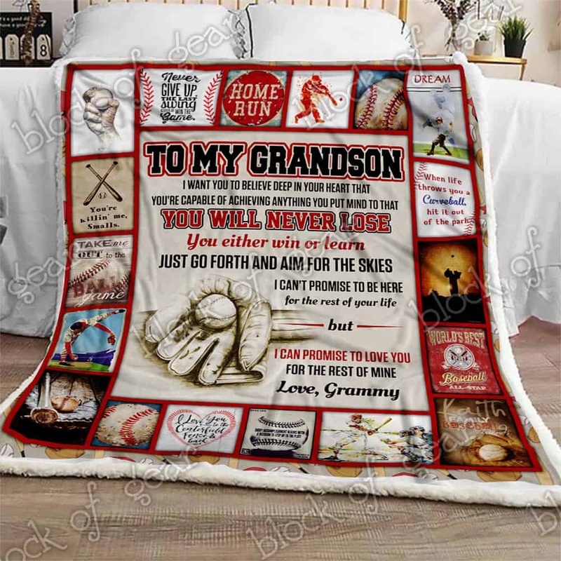 Baseball Grandson Love Grammy CL300926MDF Sherpa Fleece Blanket