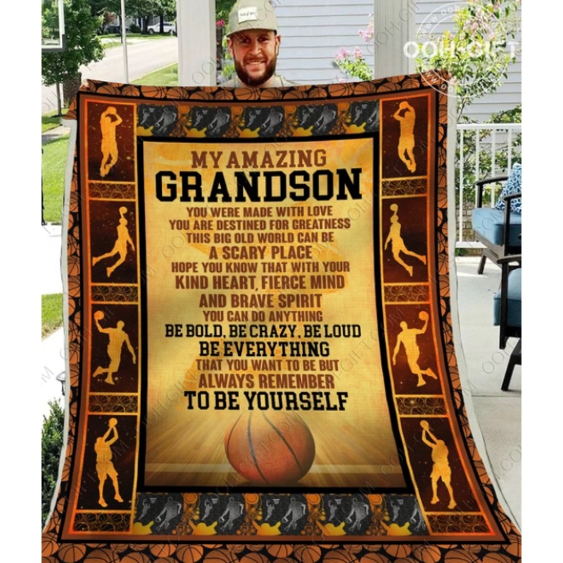 Basketball Grandson CLM2711187S Sherpa Fleece Blanket