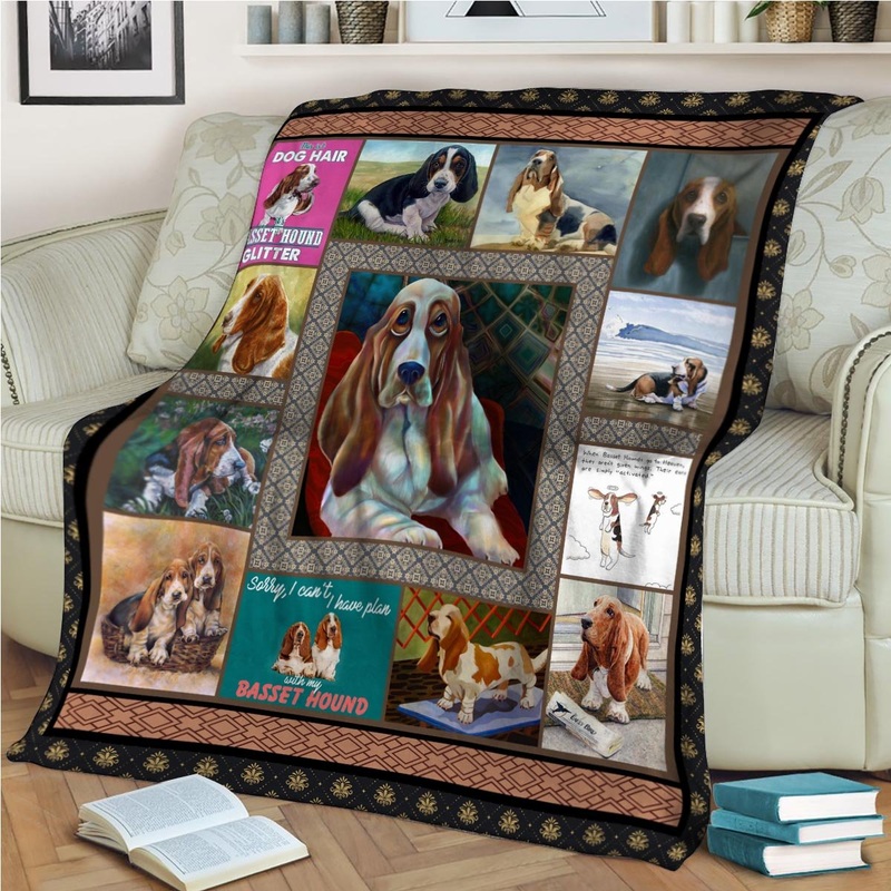 Basset Hound CL10100043MDF Sherpa Fleece Blanket