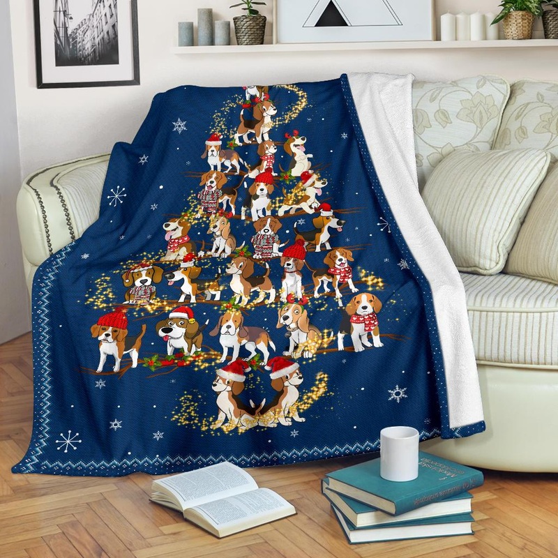 Beagle Christmas Tree CLM3010025S Sherpa Fleece Blanket