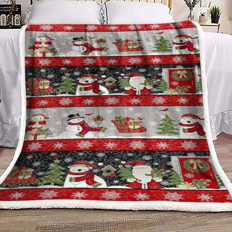 Bear Owl Snowman Santa Claus Christmas HN1510010F Sherpa Fleece Blanket