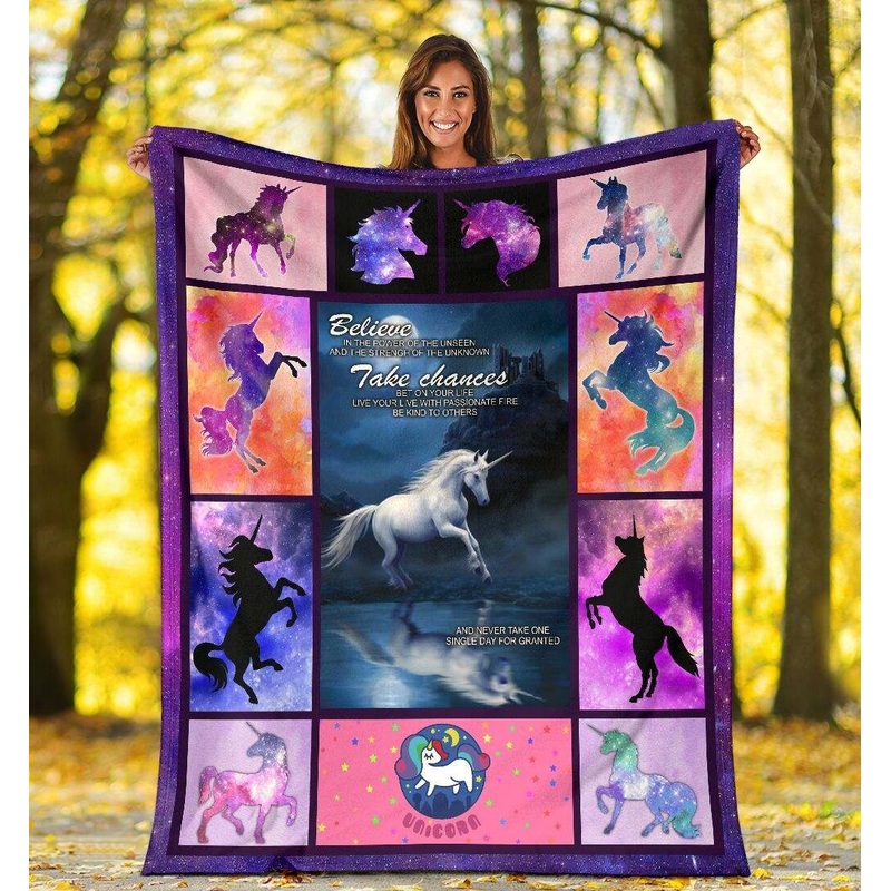 Believe In The Power Of Unseen Unicorn Galaxy CLA0412208F Sherpa Fleece Blanket