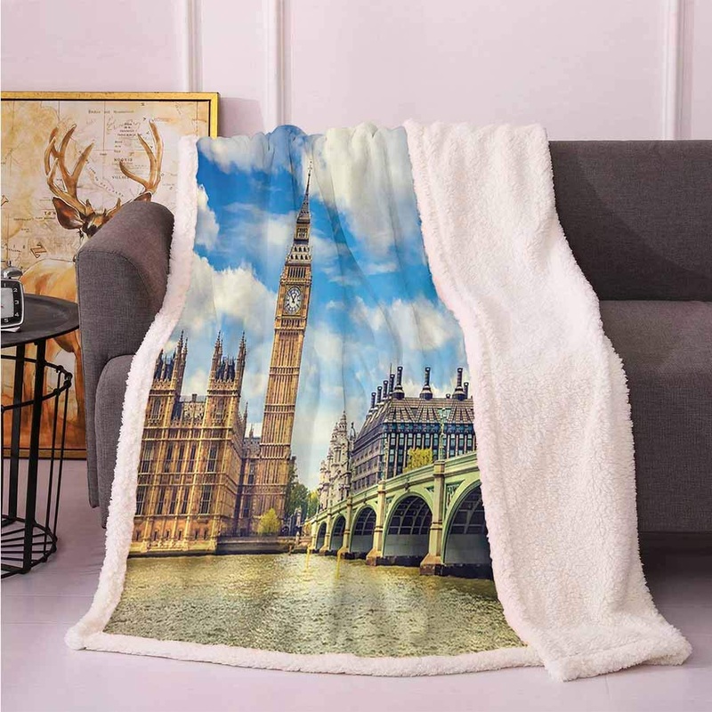 Big Ben Clock Tower CLA1110214F Sherpa Fleece Blanket