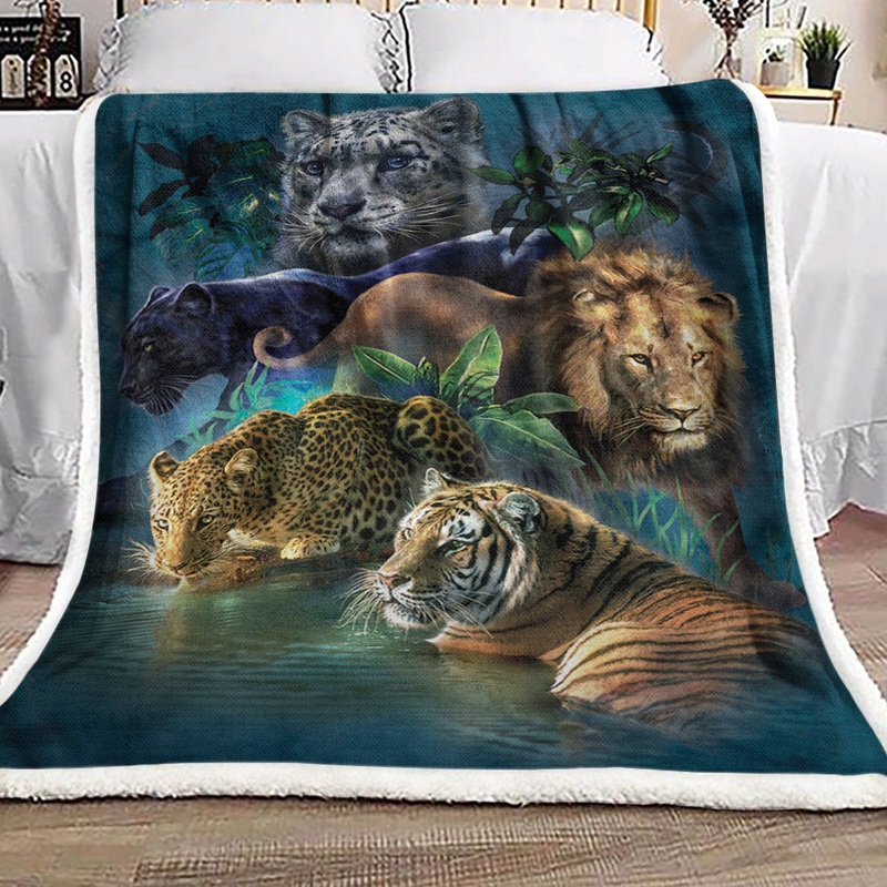 Big Cats Jungle HN1111016F Sherpa Fleece Blanket