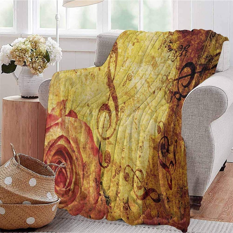 Big Rose And Treble Clefs Music Notes CLG2110006F Sherpa Fleece Blanket