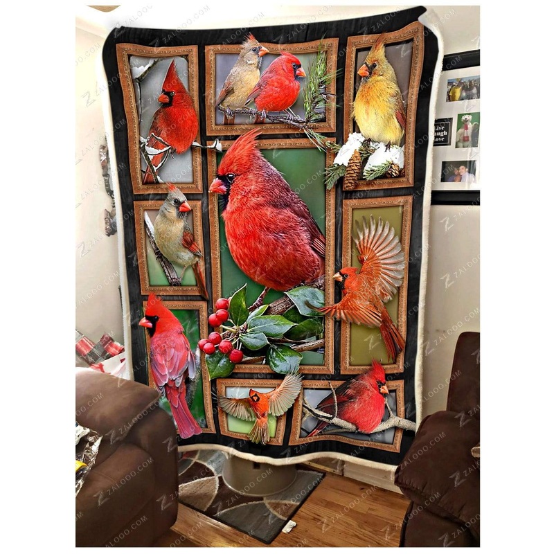 Bird Cute Cardinals CL26110076MDF Sherpa Fleece Blanket
