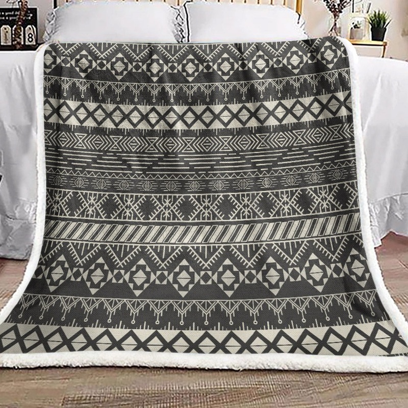 Black And Beige Aztec CL19100037MDF Sherpa Fleece Blanket