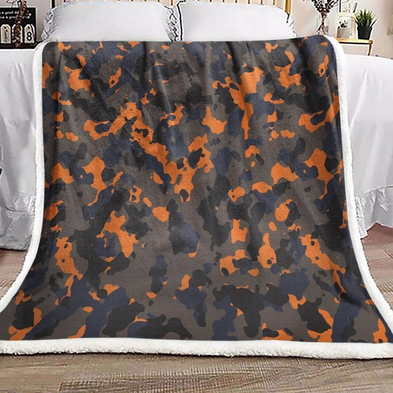 Black And Orange Camouflage CL19100041MDF Sherpa Fleece Blanket