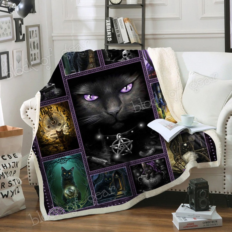 Black Cat Magic CL190929MDF Sherpa Fleece Blanket