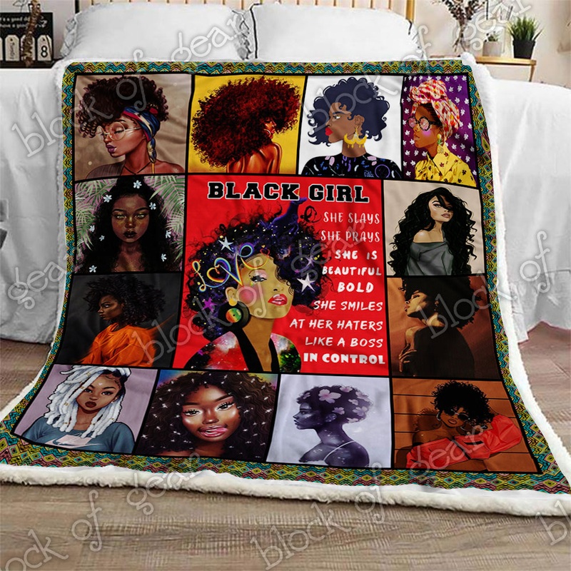 Black Girl CL280917MDF Sherpa Fleece Blanket