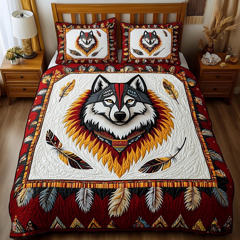 Native American Wolf DAI171224198 Quilt Bedding Set