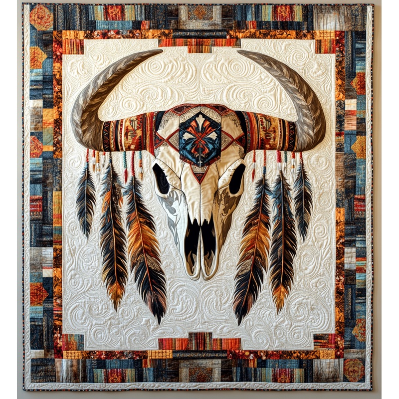 Tribal Bull Skull DAI171224026 Quilt Blanket