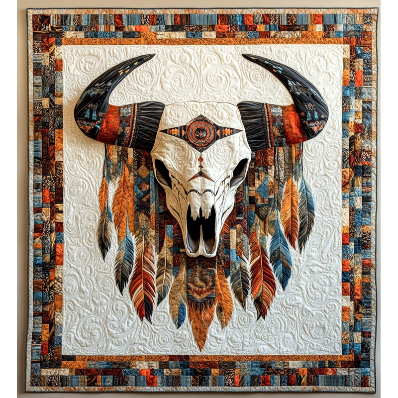 Tribal Bull Skull DAI171224027 Quilt Blanket