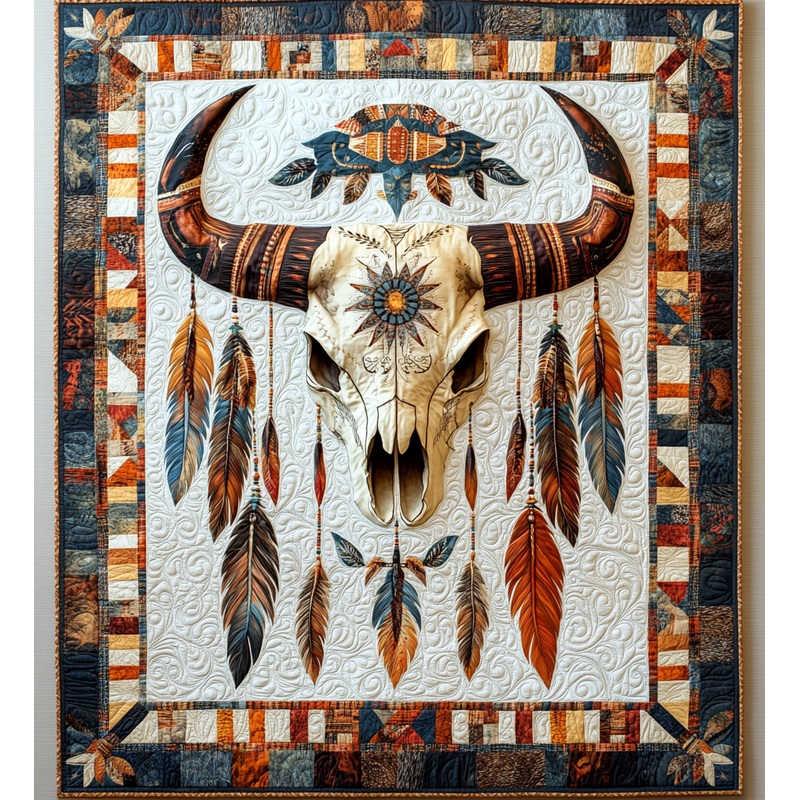 Tribal Bull Skull DAI171224029 Quilt Blanket