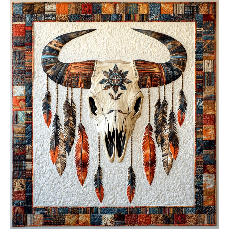 Tribal Bull Skull DAI171224030 Quilt Blanket