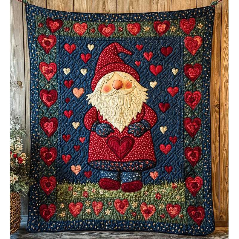 Valentine Gnome DAI171224087 Quilt Blanket