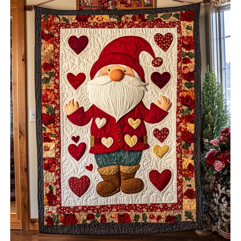 Valentine Gnome DAI171224088 Quilt Blanket