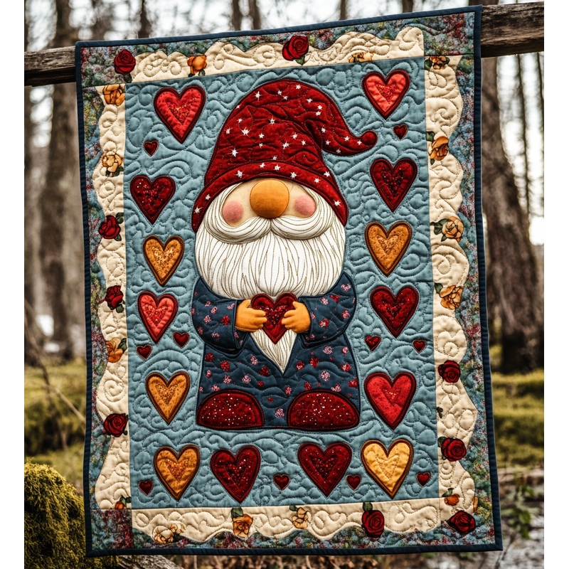 Valentine Gnome DAI171224089 Quilt Blanket