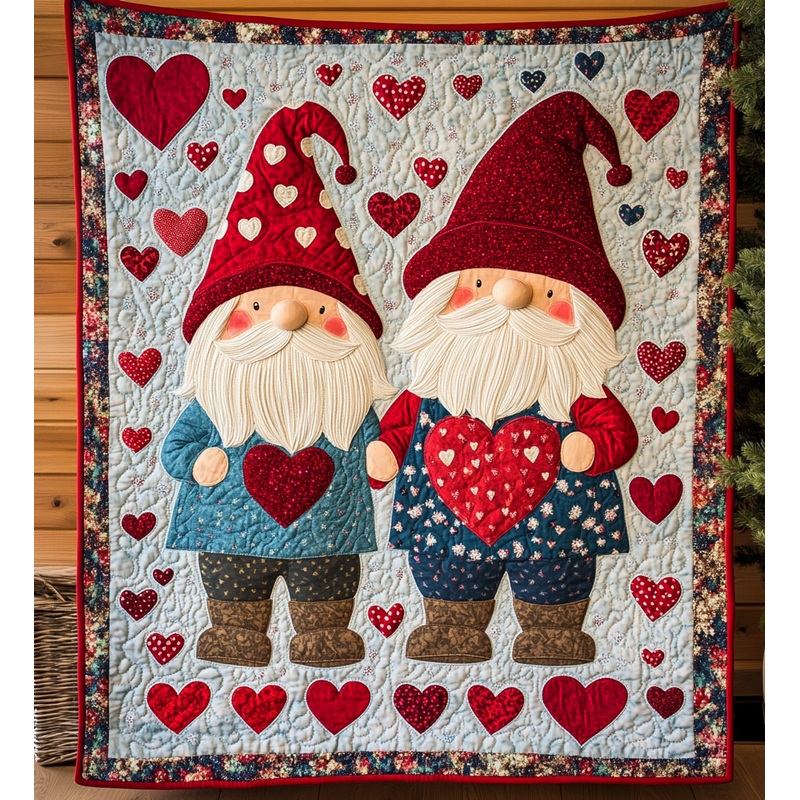 Valentine Gnome DAI171224091 Quilt Blanket