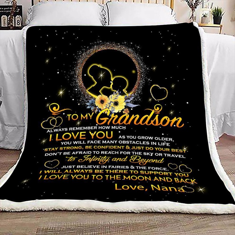 To My Grandson Nana CL2100193MDF Sherpa Fleece Blanket