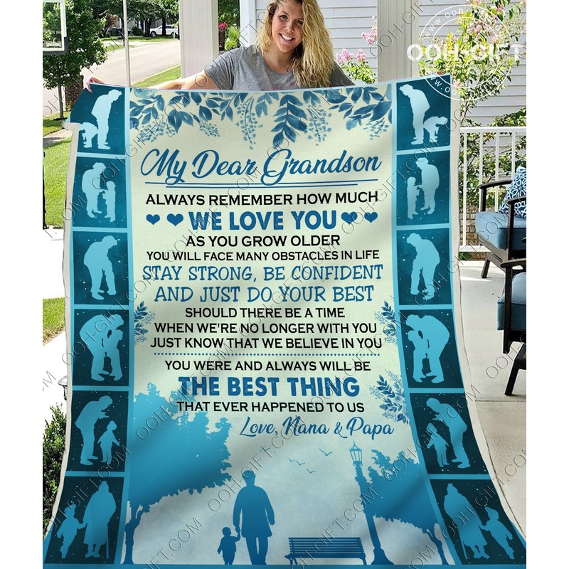 To My Grandson Nana Papa CL05110687MDF Sherpa Fleece Blanket