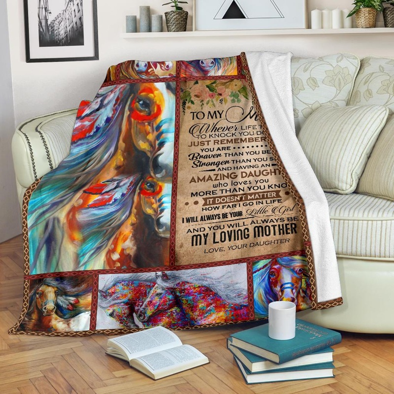 To My Mom Daughter Horse CL30100477MDF Sherpa Fleece Blanket