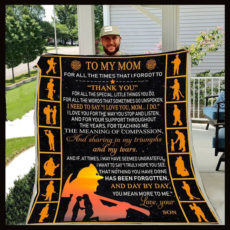 To My Mom Son Firefighter CL30100485MDF Sherpa Fleece Blanket