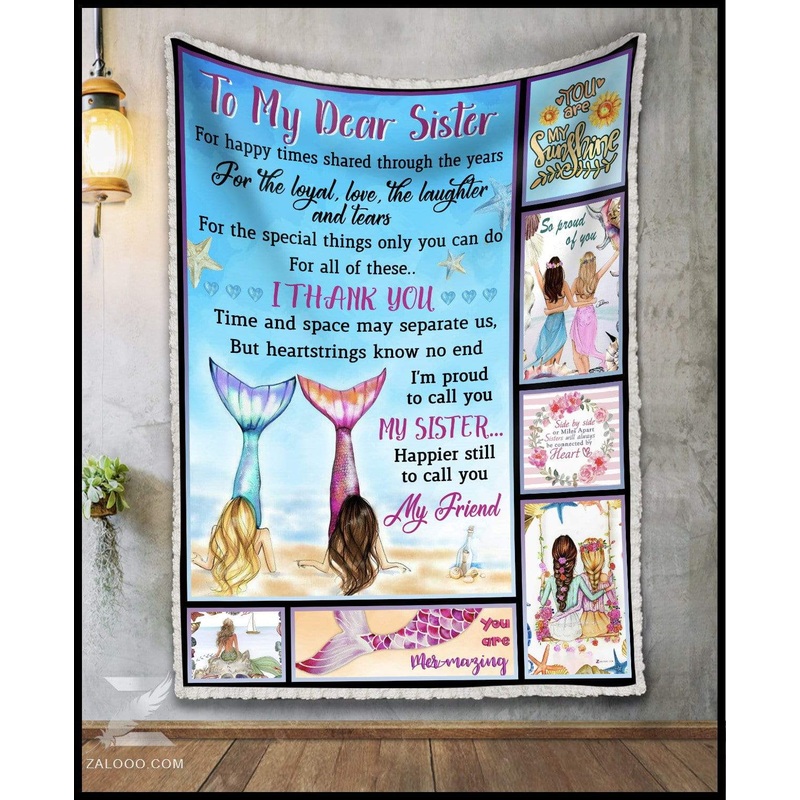 To My Sister Mermaid CL02111635MDF Sherpa Fleece Blanket