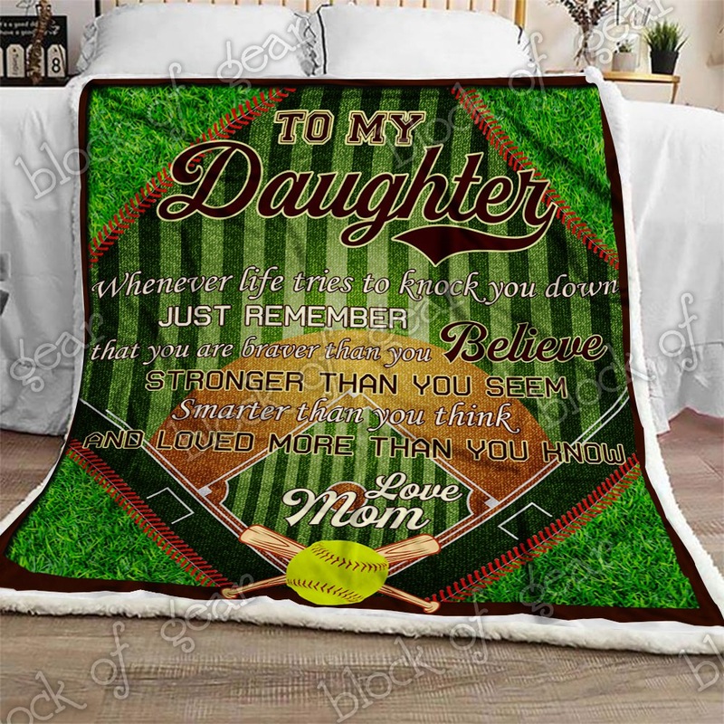 To My Softball Daughter CL1909205MDF Sherpa Fleece Blanket