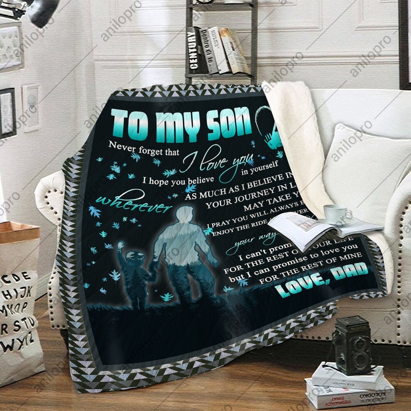 To My Son Dad Lion CL02111673MDF Sherpa Fleece Blanket