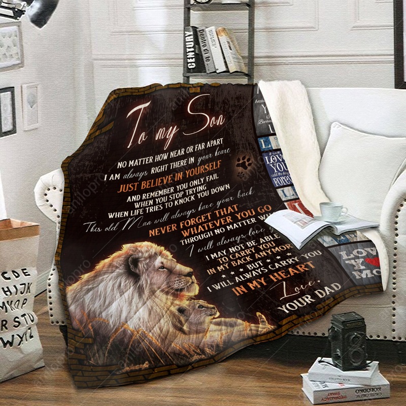 To My Son Dad Lion CL02111674MDF Sherpa Fleece Blanket
