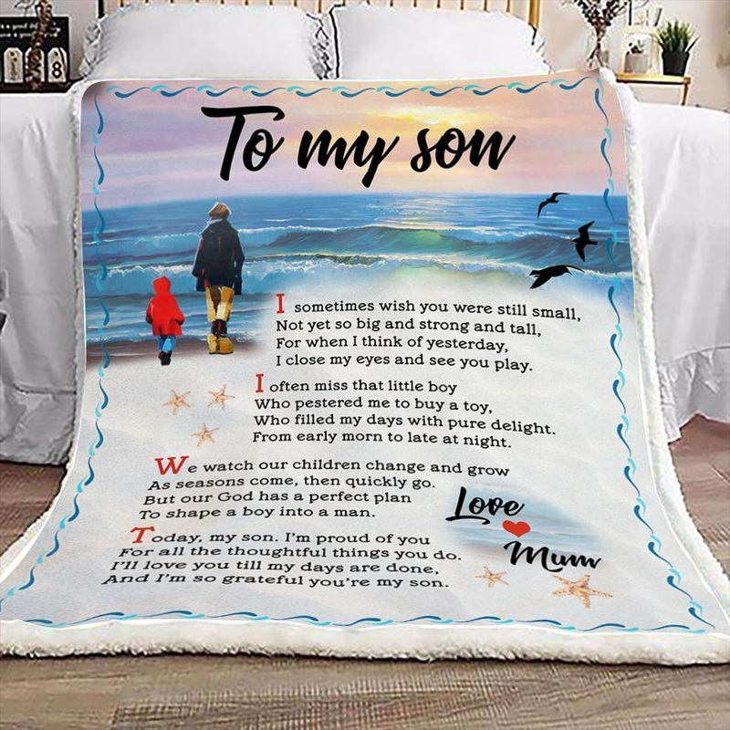 To My Son Mom CL30100507MDF Sherpa Fleece Blanket