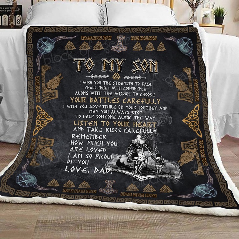 To My Son Viking CL2709527MDF Sherpa Fleece Blanket
