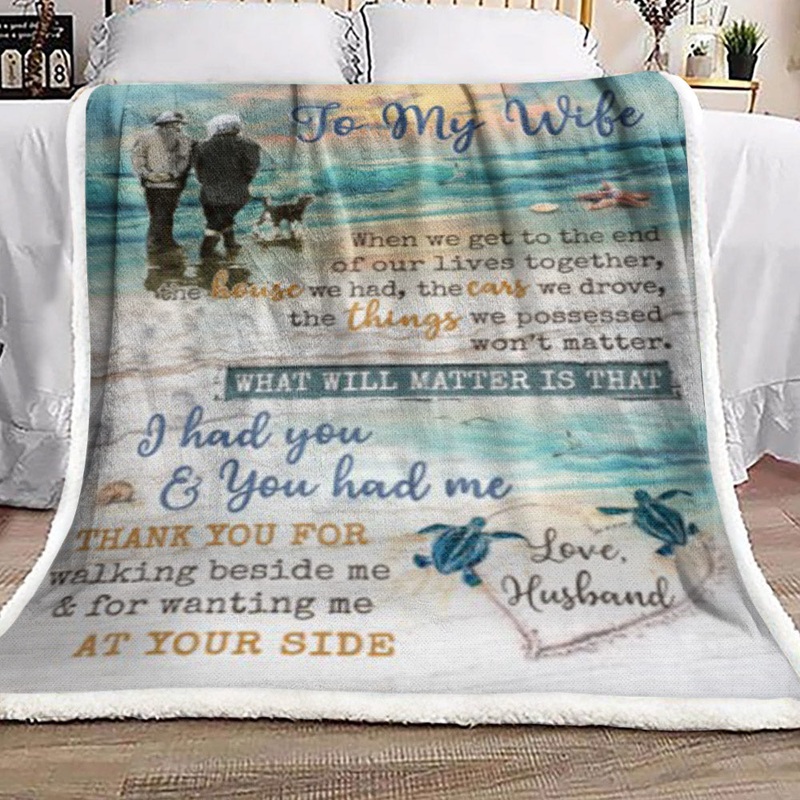 To My Wife Turtle CL22100092MDF Sherpa Fleece Blanket