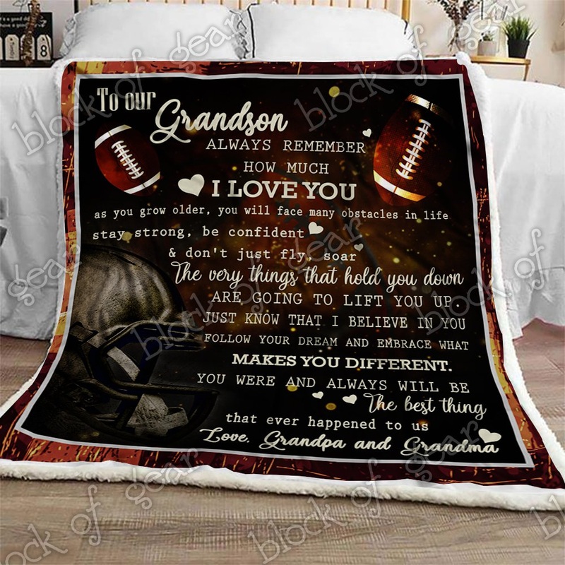 To Our Football Grandson CL2709534MDF Sherpa Fleece Blanket