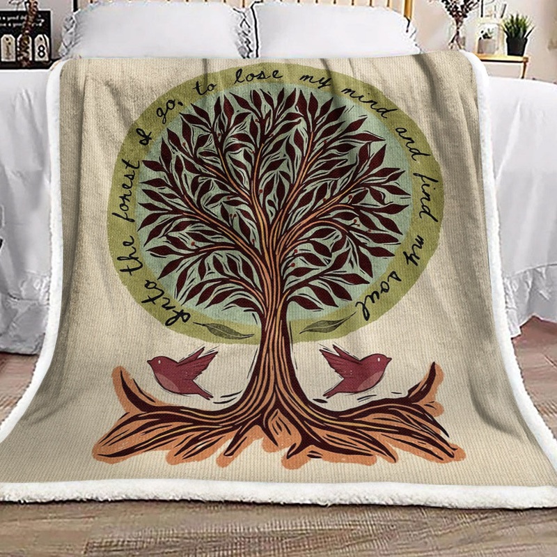 Tree And Bird BT2410219F Sherpa Fleece Blanket