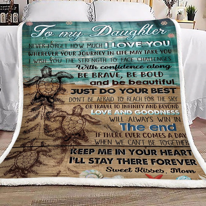 Turtle To My Daughter Kisses Mom CL16110697MDF Sherpa Fleece Blanket