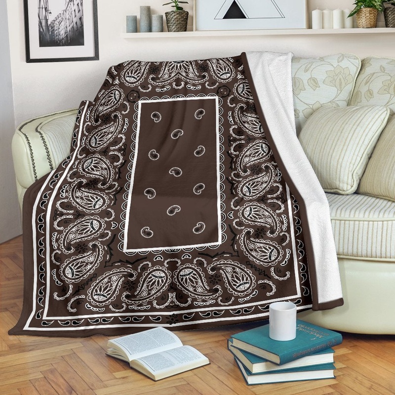 Ultra Plush Coffee Brown Bandana CLM1710212S Sherpa Fleece Blanket